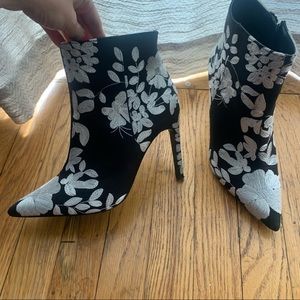 Zara High Heel Floral Embroidered Boot